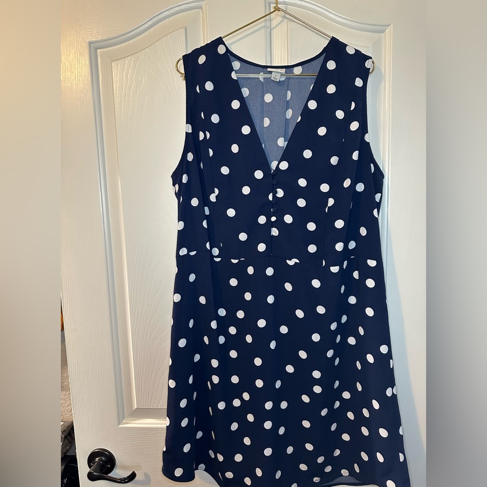 A New Day Navy Polka Dot Sleeveless Dress